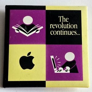 Vintage Apple pin brooch The Revolution Continues computer tech
